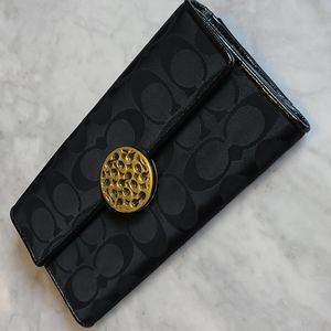 Authentic Coach black wallet with gold hardware